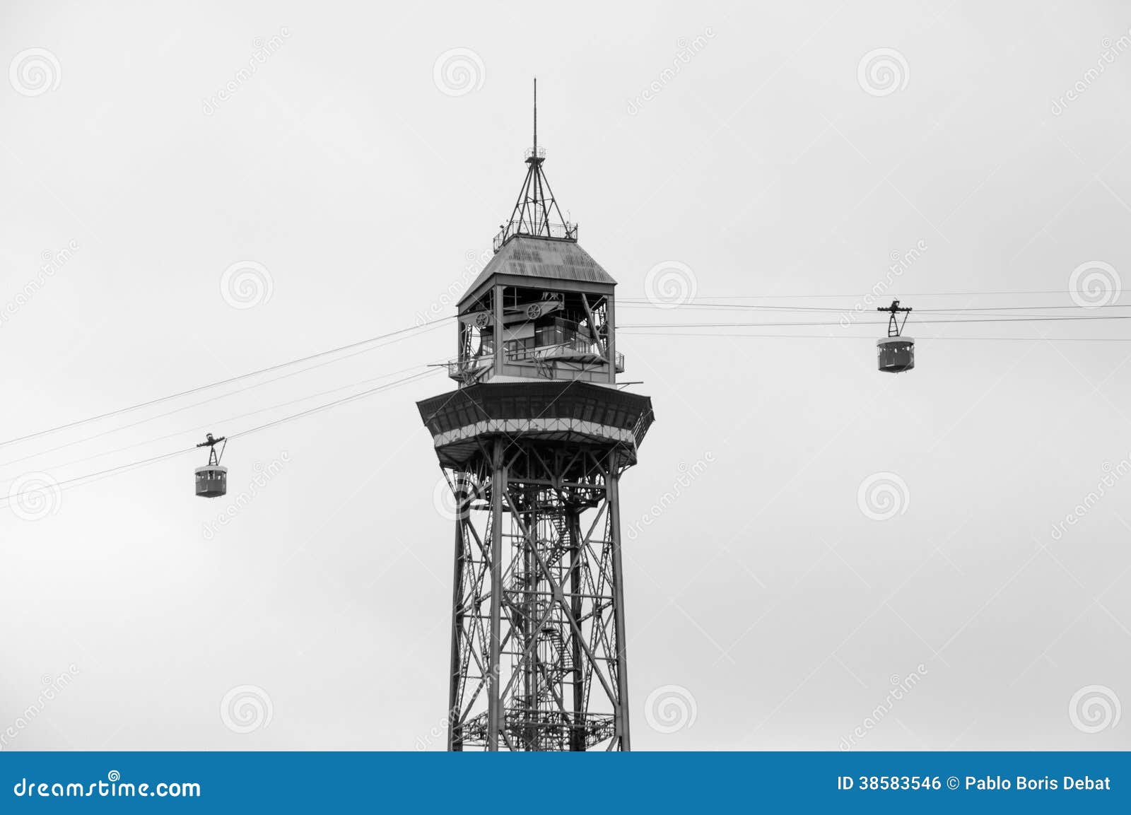 teleferico montjuic and two cabin at barcelona