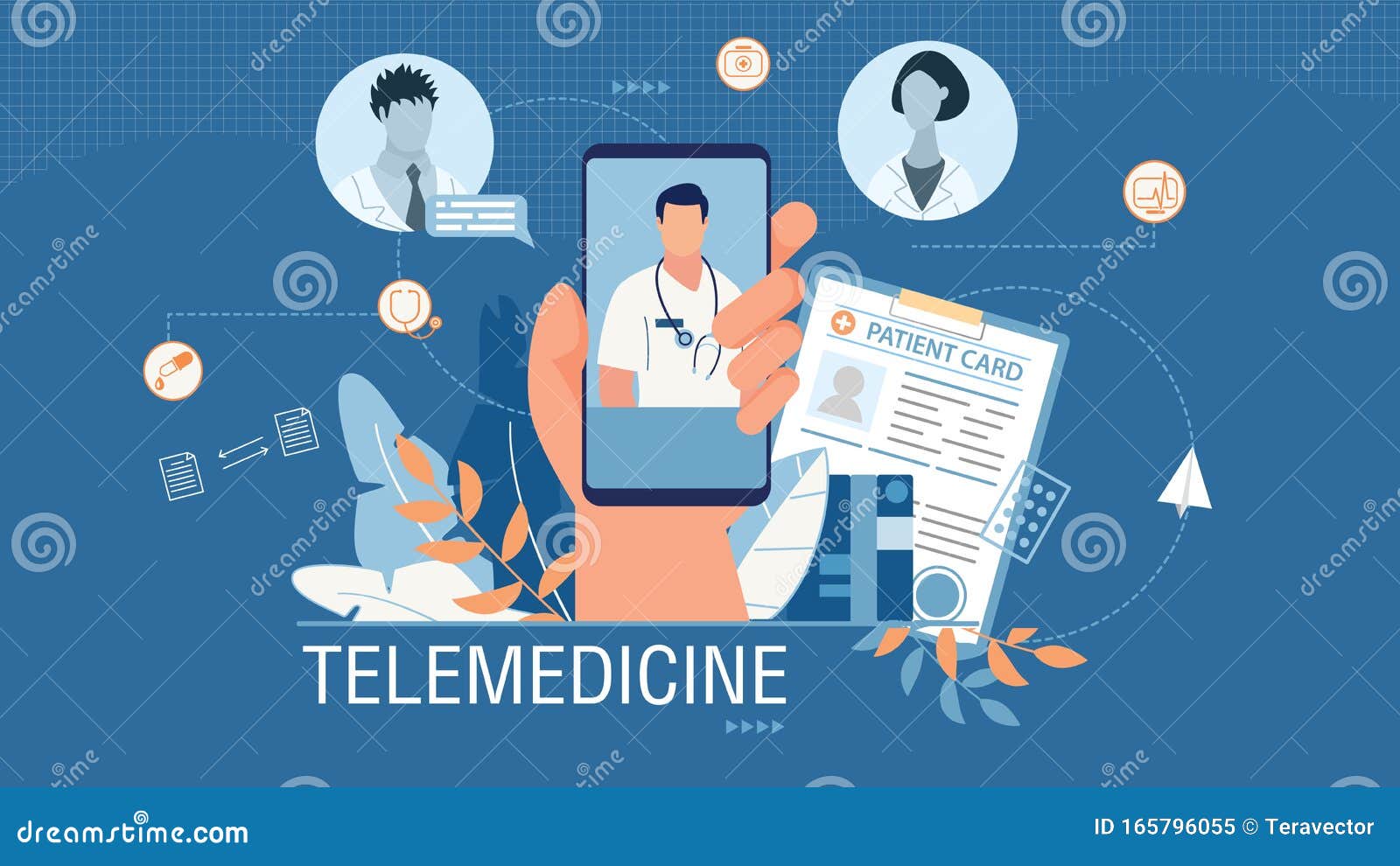 Premium Vector  Telemedicine concept banner with patient visiting