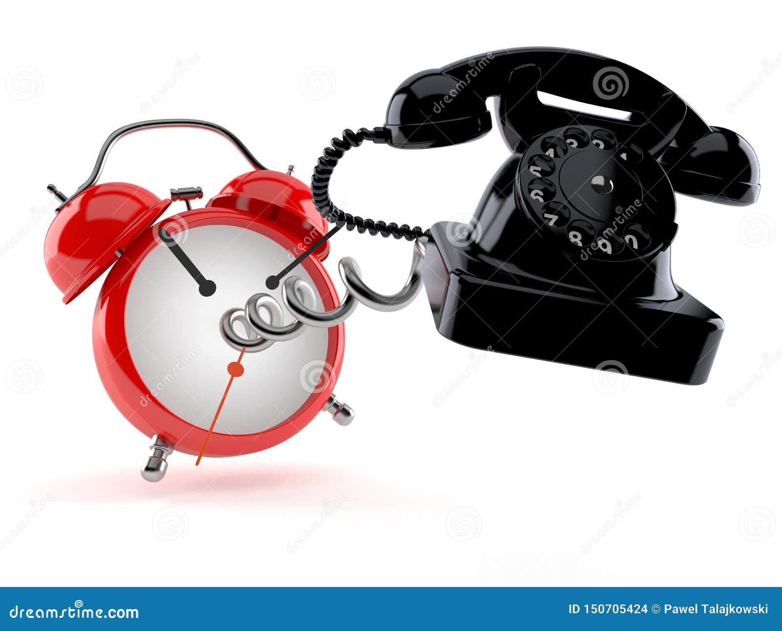 Telephone with alarm clock stock illustration. Illustration of phone