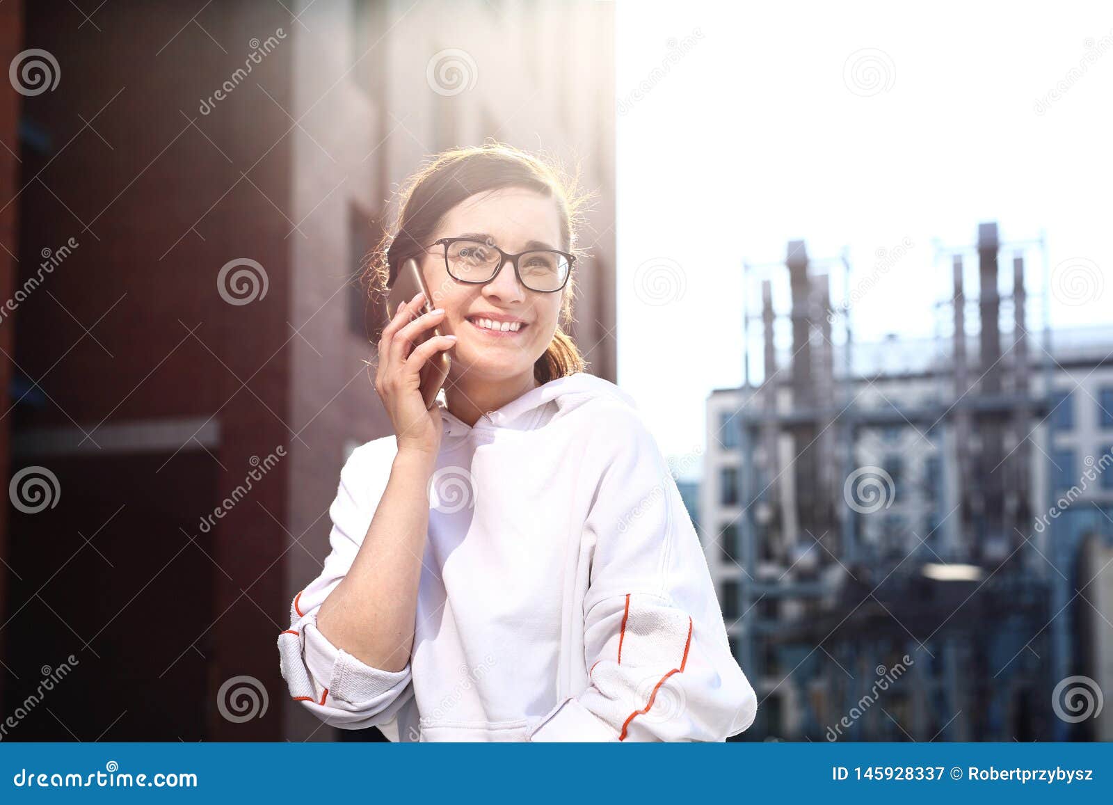 Happy, Smiling Young Woman Talking on the Phone Stock Image - Image of ...