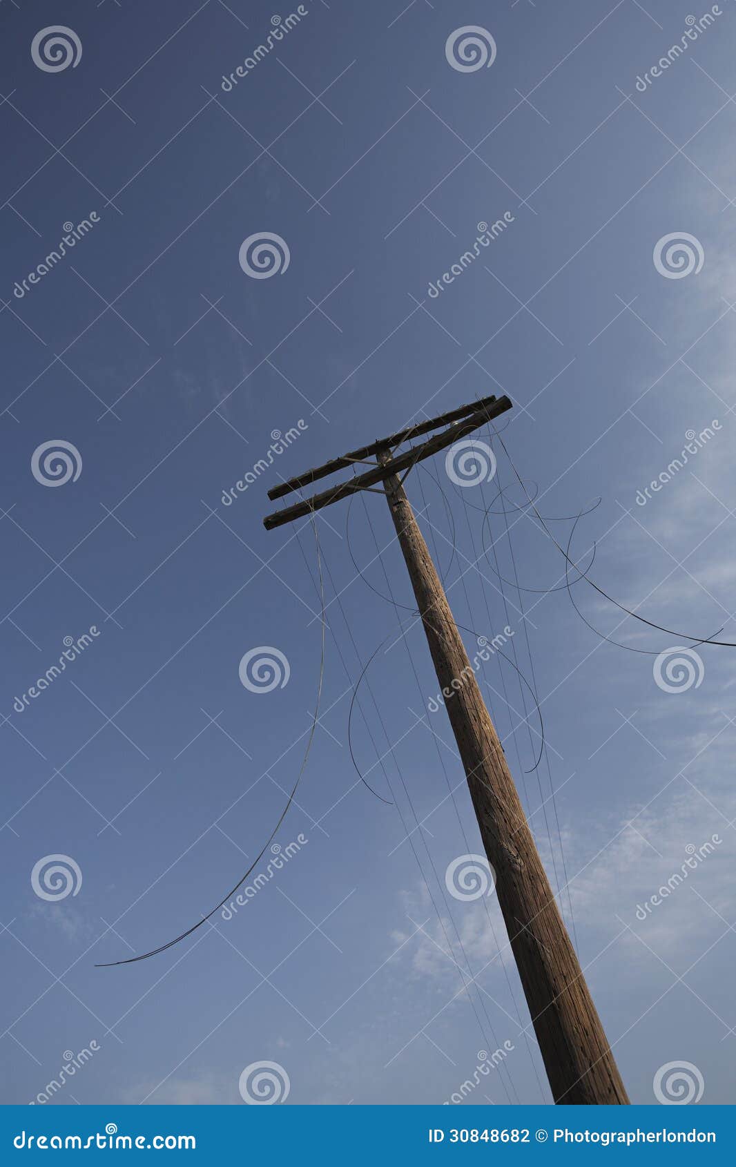 Telephone with Cut Cables Low Angle View Stock Photo Image of cable