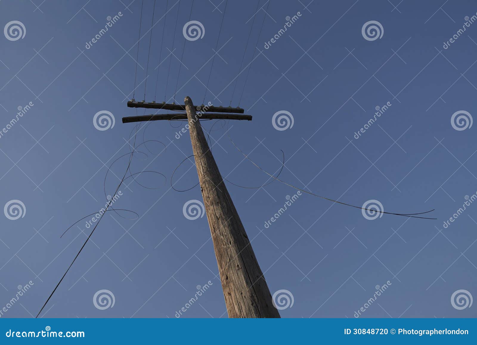 Telephone with Cut Cables Low Angle View Stock Photo Image of lost