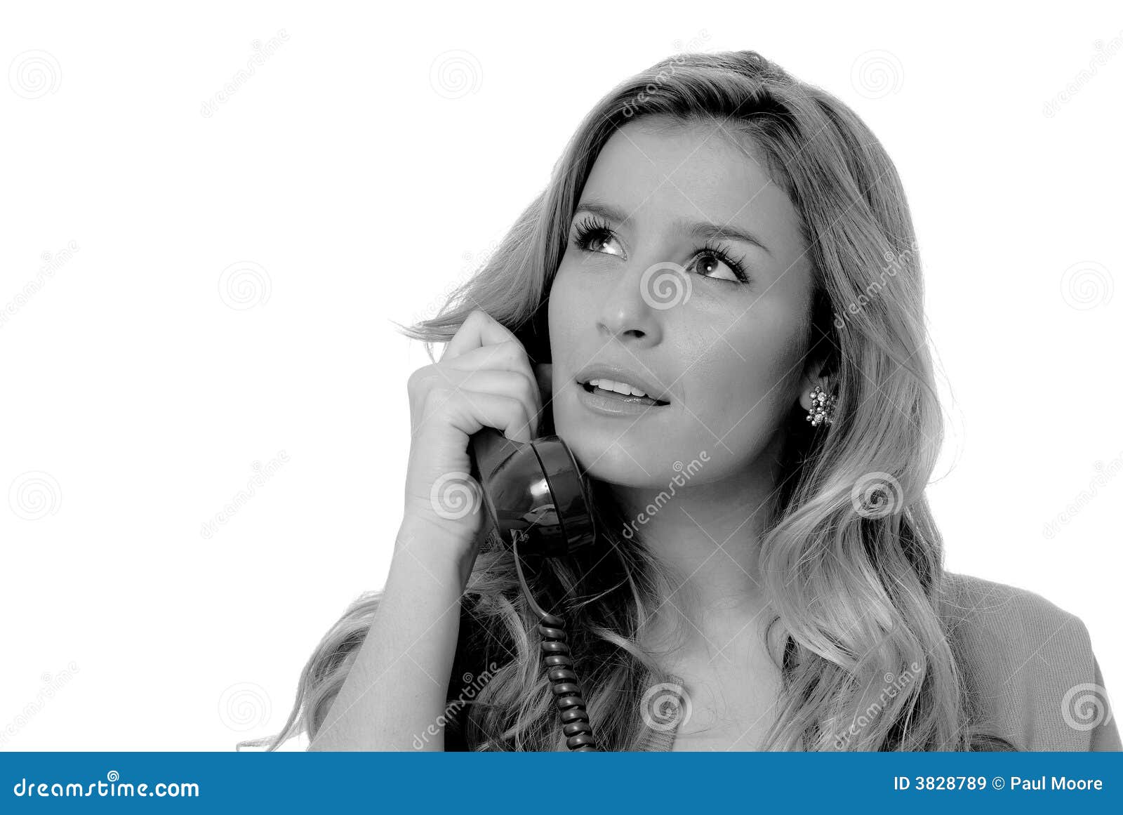 Telephone Girl stock image. Image of listen, eyes, people 3828789
