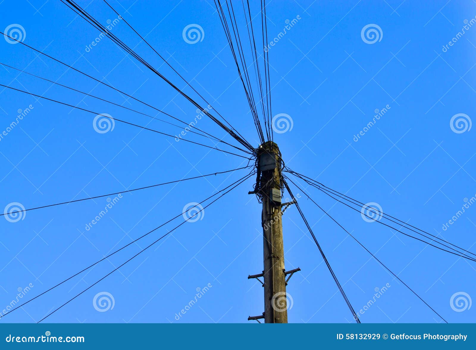 Telephone wire on a pole stock image. Image of electricity 58132929