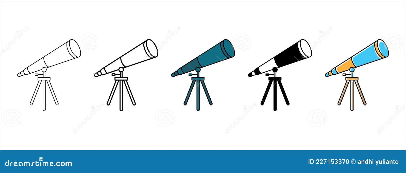 telescope icon  set. space telescope observer   set
