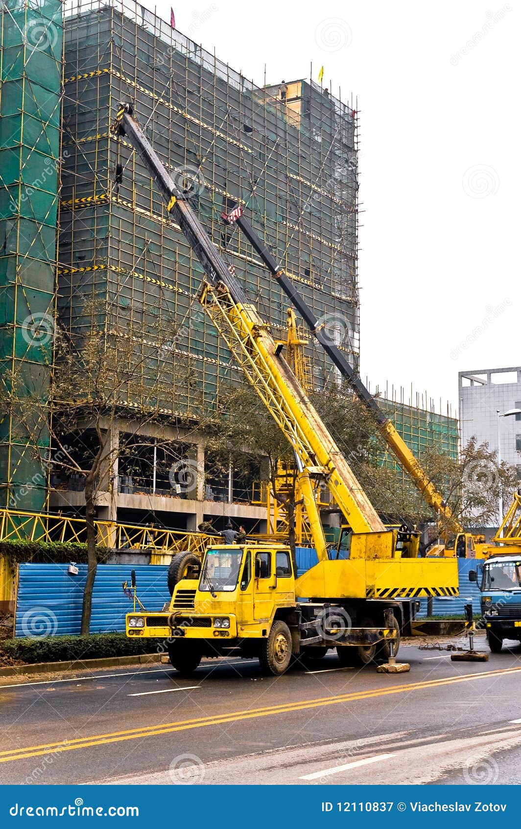Telescopic Cranes are Lifting Heavy Weight. Stock Image Image of load
