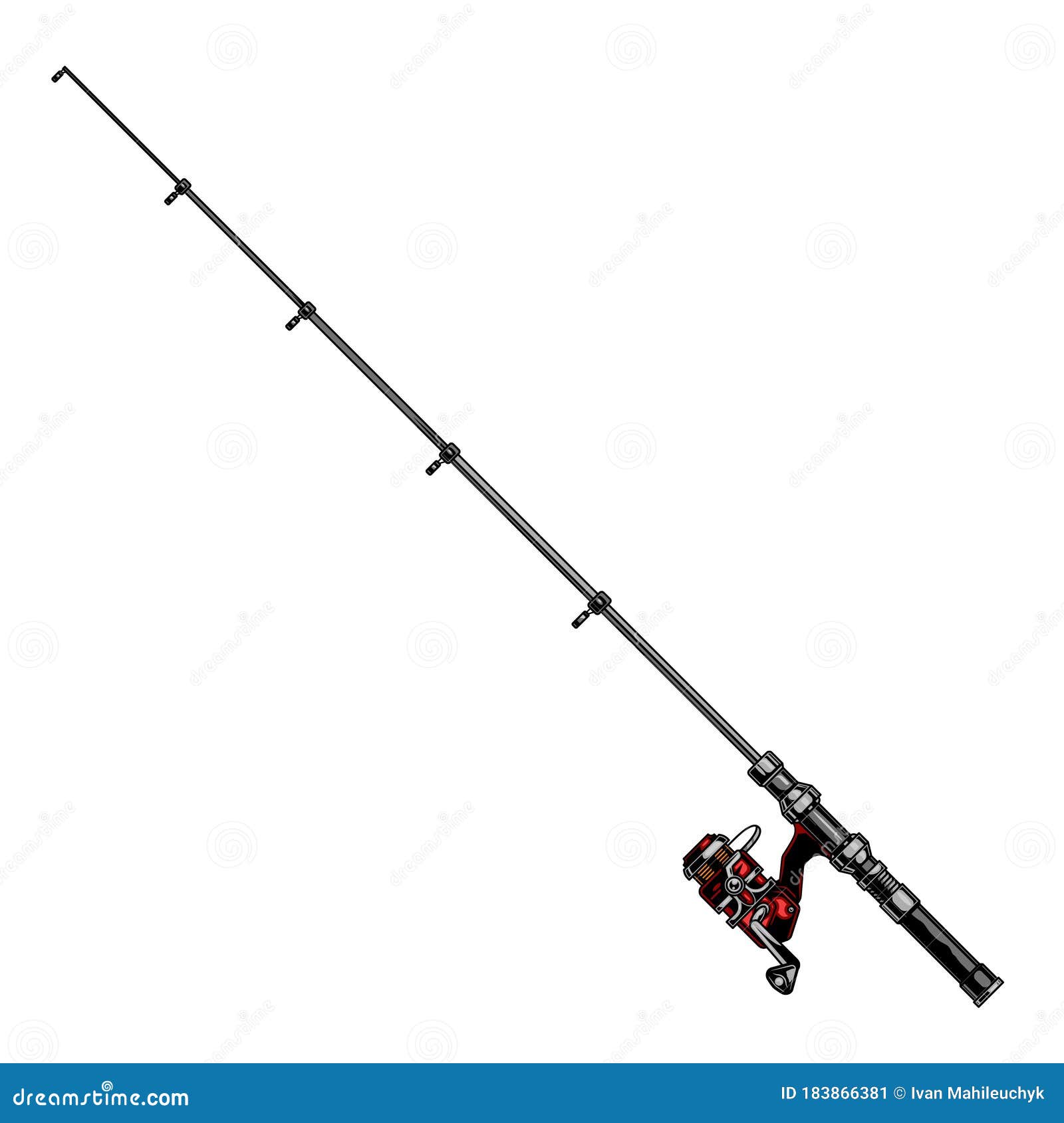 Telescopic Fishing Rod Colorful Template Stock Vector
