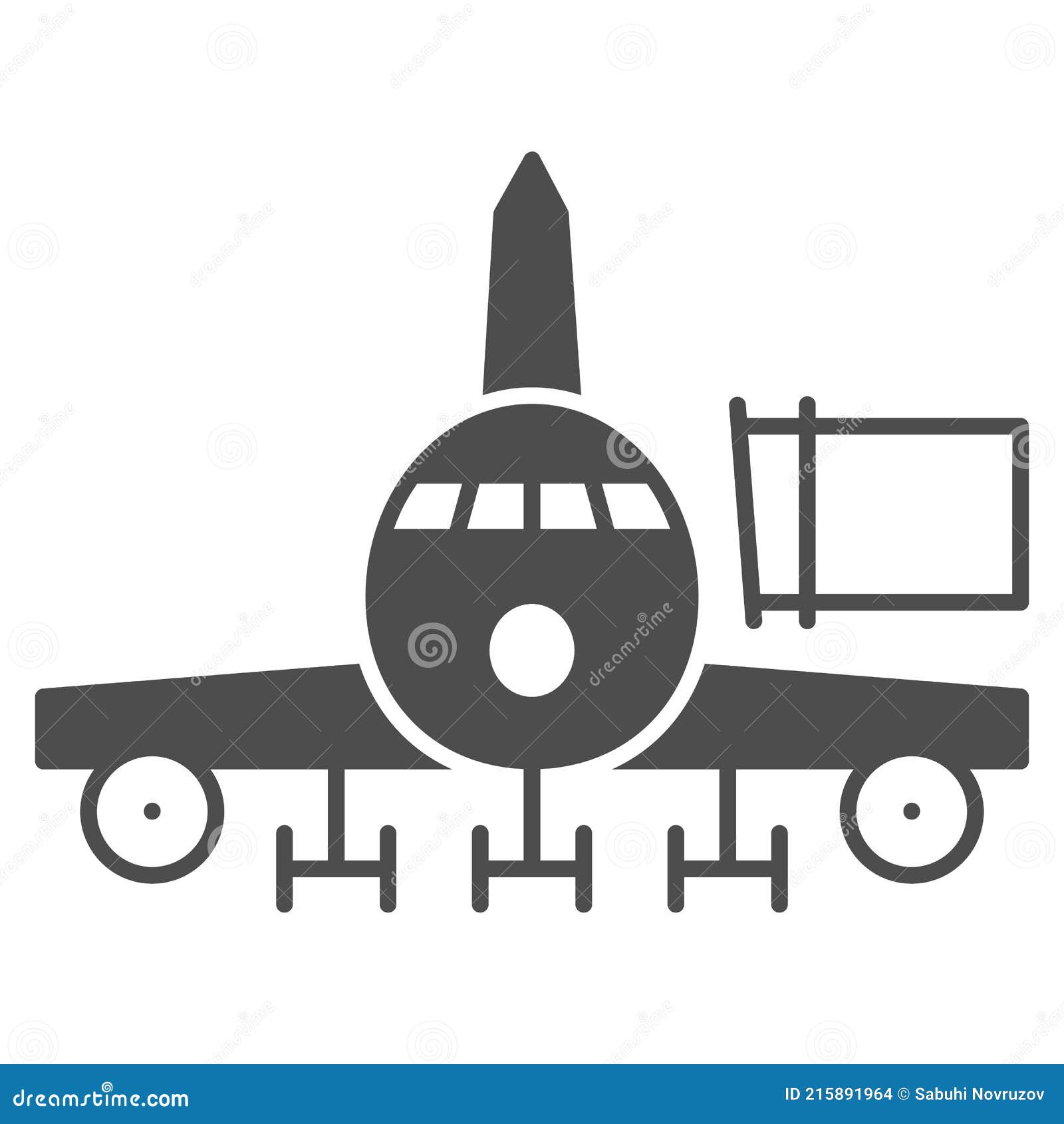 telescopic ladder for plane solid icon, airlines concept, airbridge  sign on white background, telescopic ladder