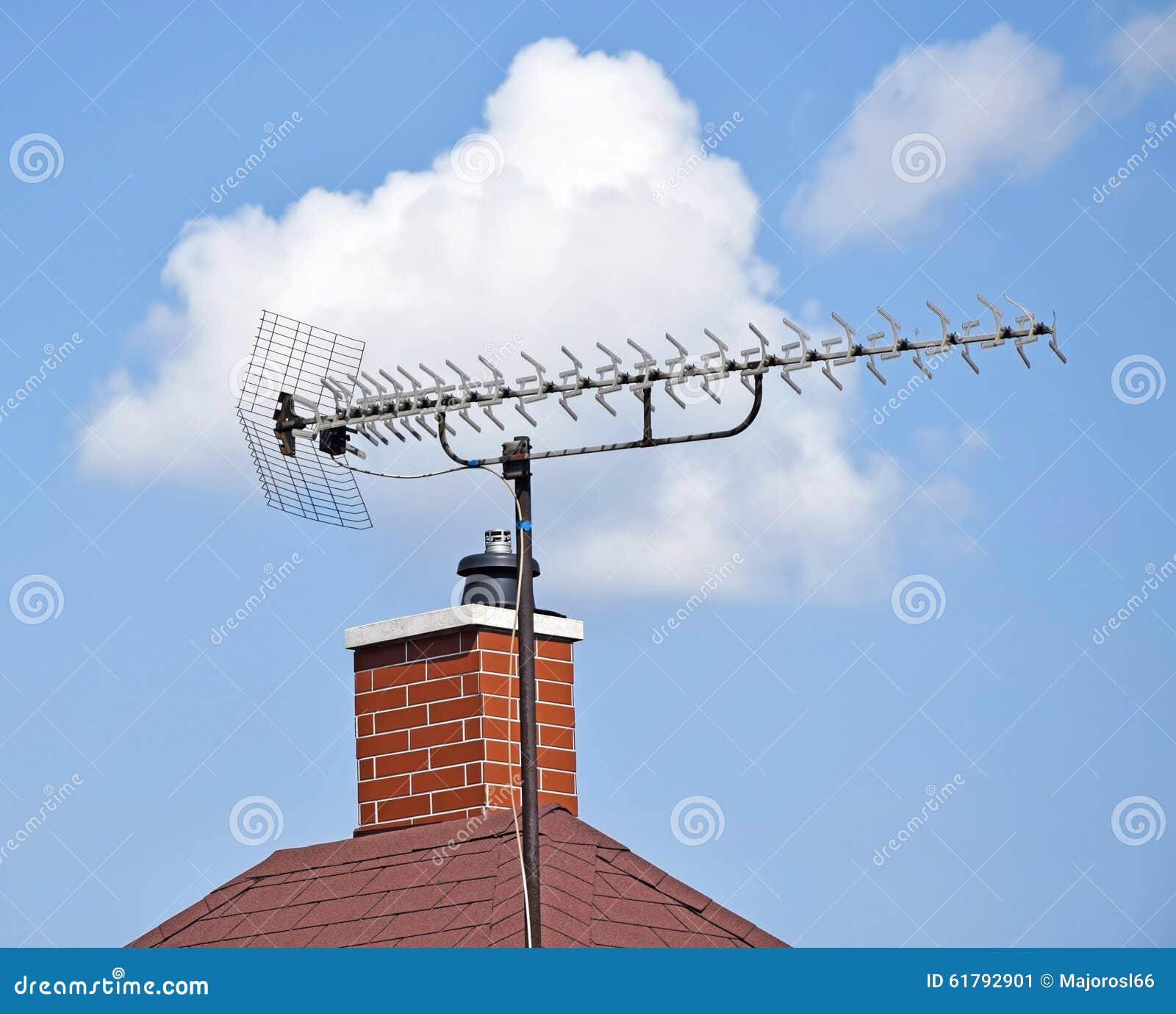 Television Antenna on the Roof Stock Image Image of