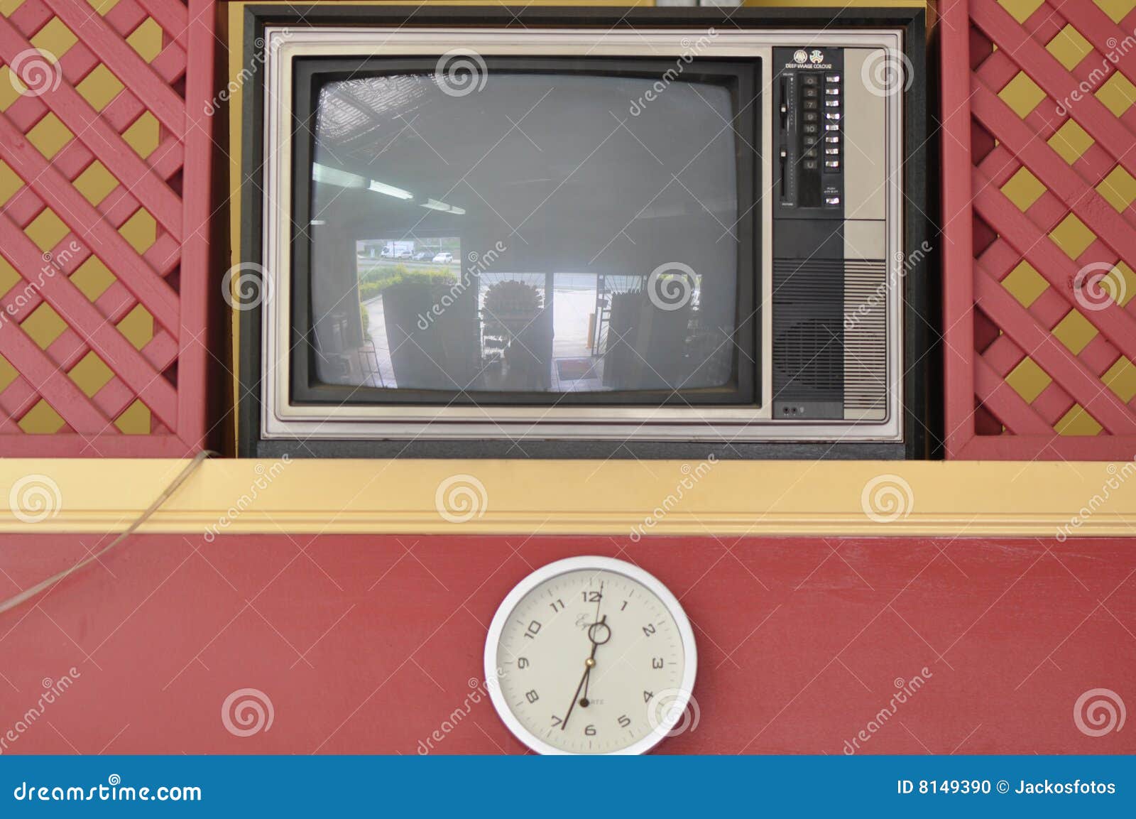 Television with clock stock photo. Image of fashion, lattice 8149390