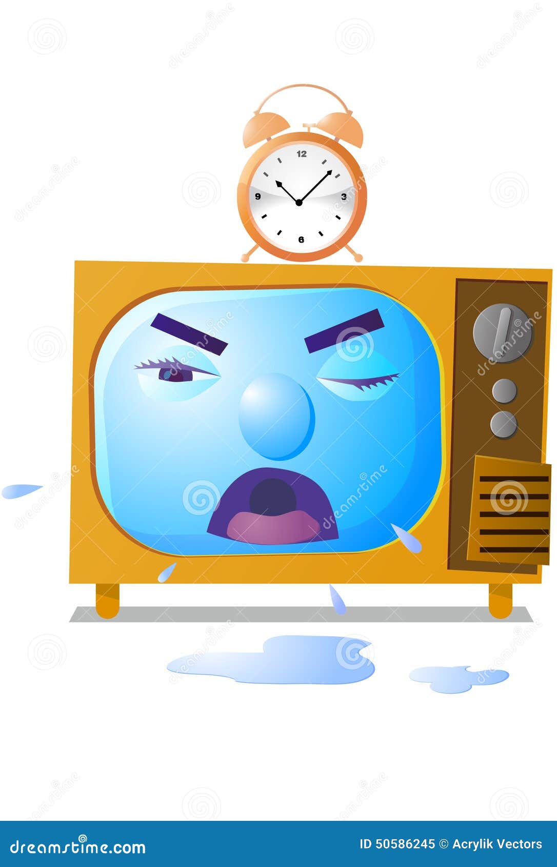 Television and clock stock illustration. Illustration of news 50586245