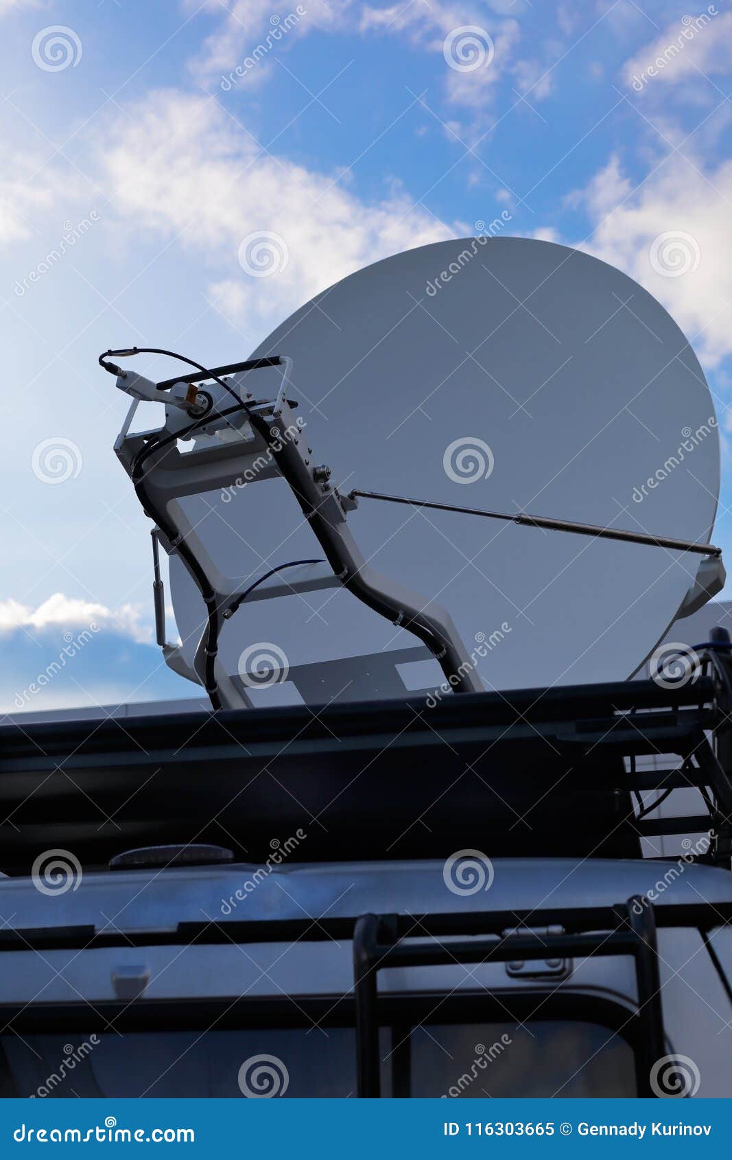 Television News Van with a Satellite Dish Stock Image Image of