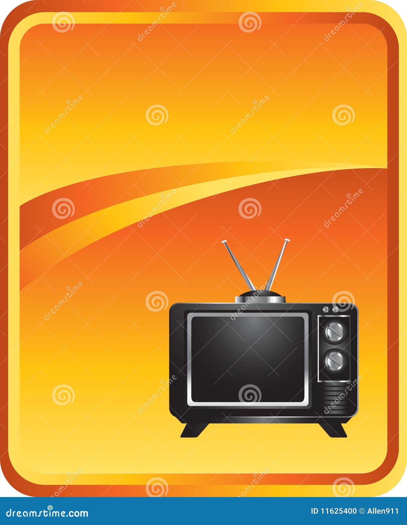 Television on Orange Background Stock Vector Illustration of