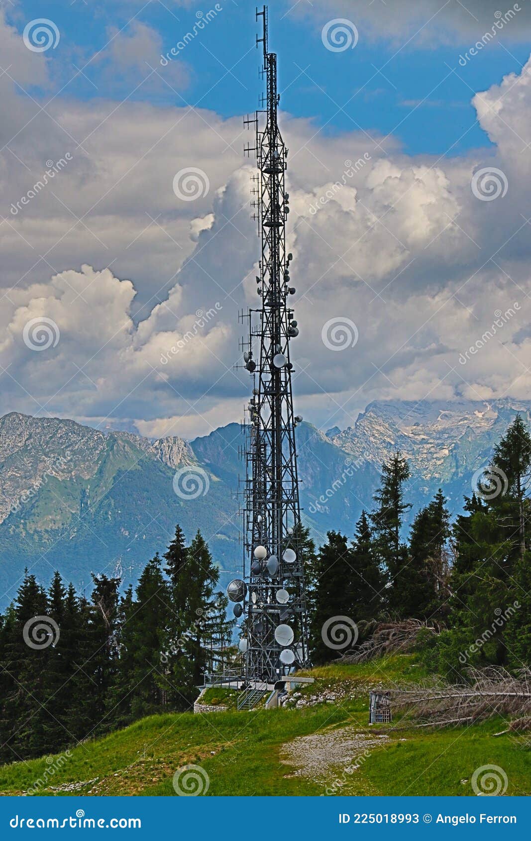 Television Repeater Mountain Panorama with Television Repeater Antenna