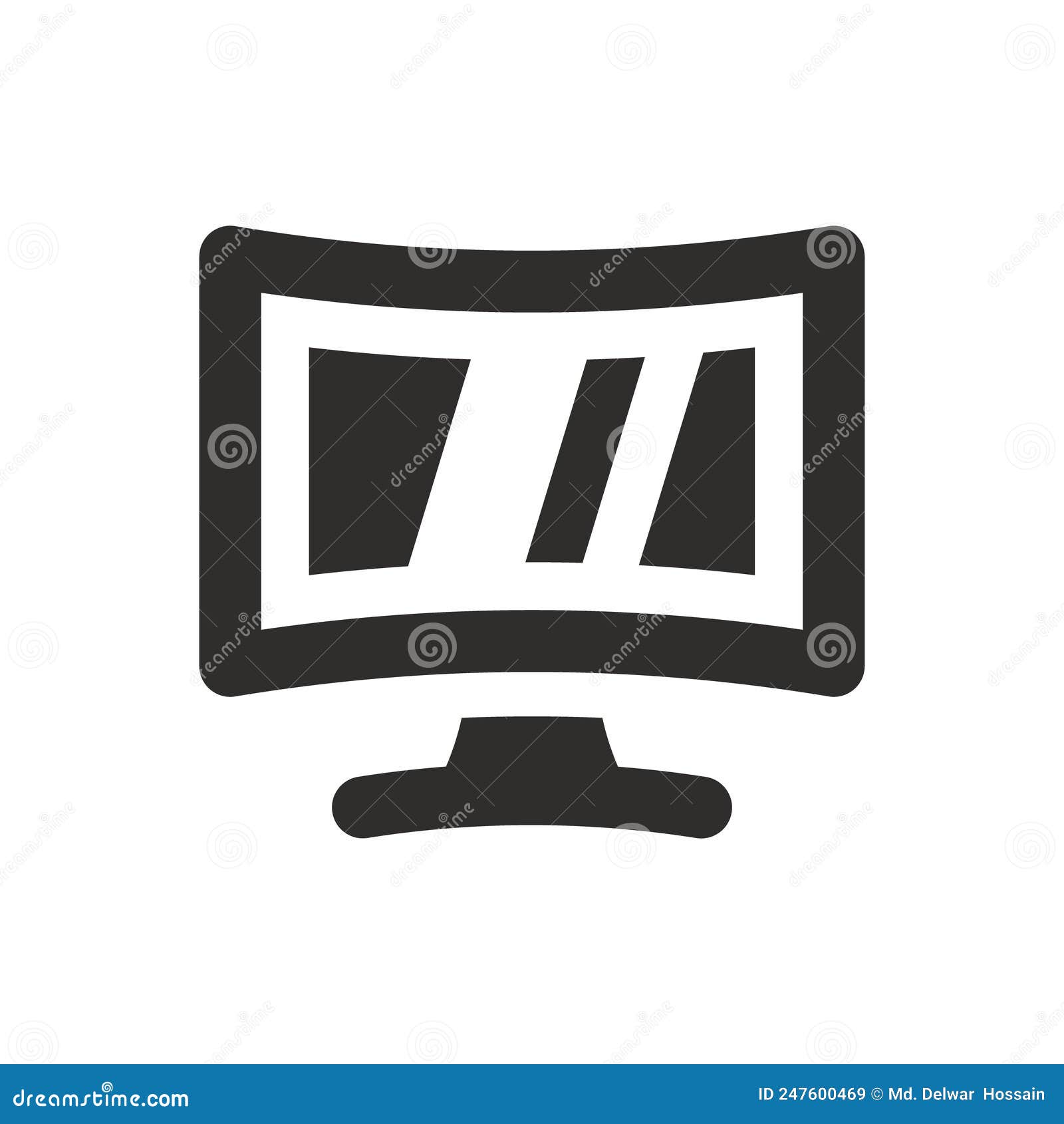 Television screen icon stock vector. Illustration of digital - 247600469