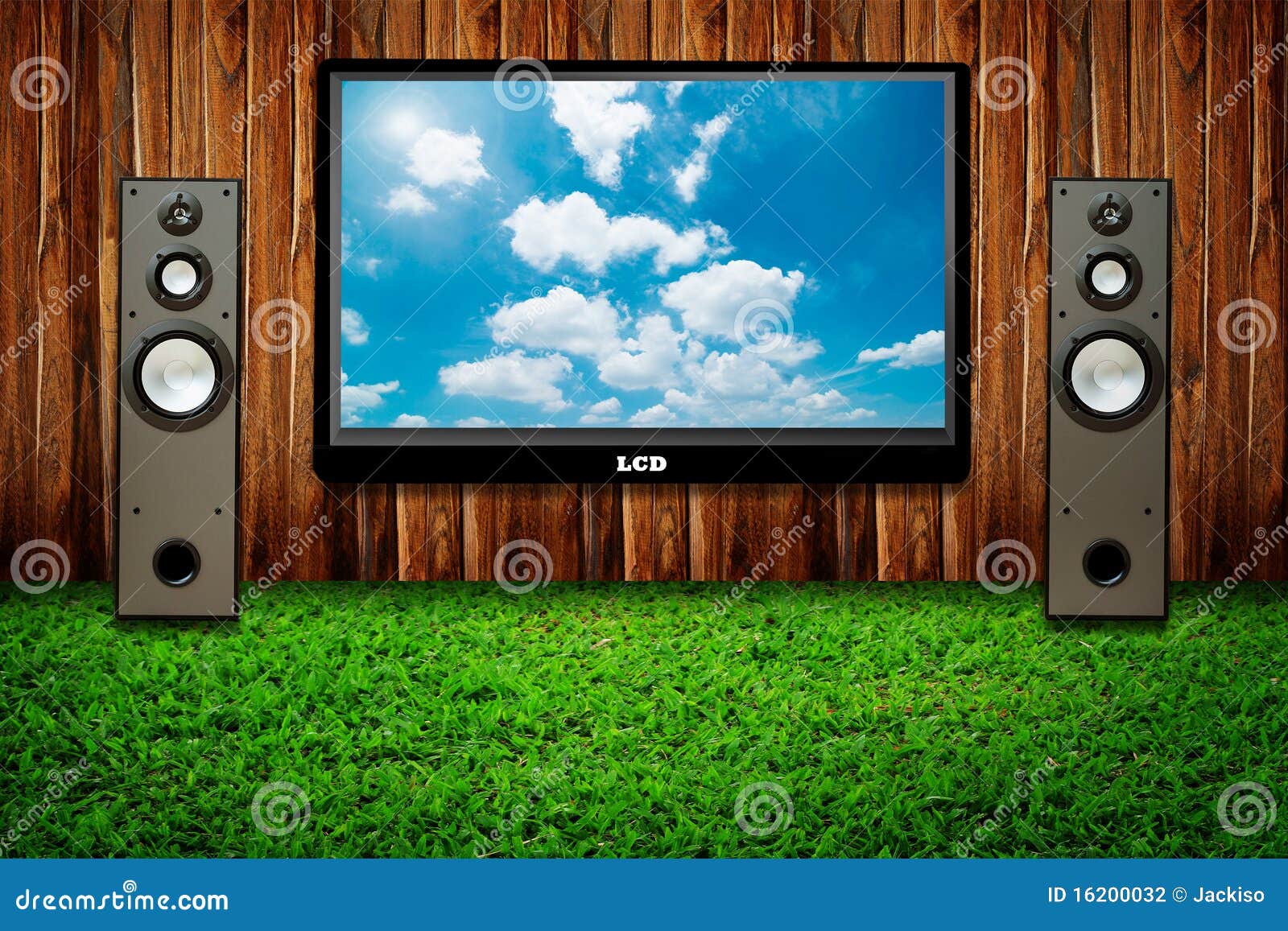 Television Set and Two Speakers Stock Photo Image of electronic