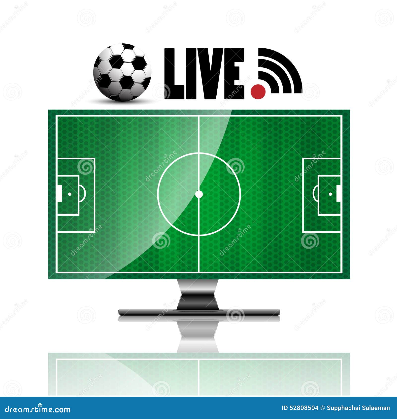 Television Soccer Concept Live Broadcast on White Background Stock Vector