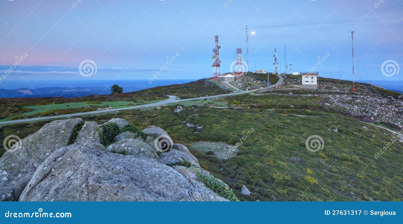 Television Station with Towers and Antennas. Stock Image Image of