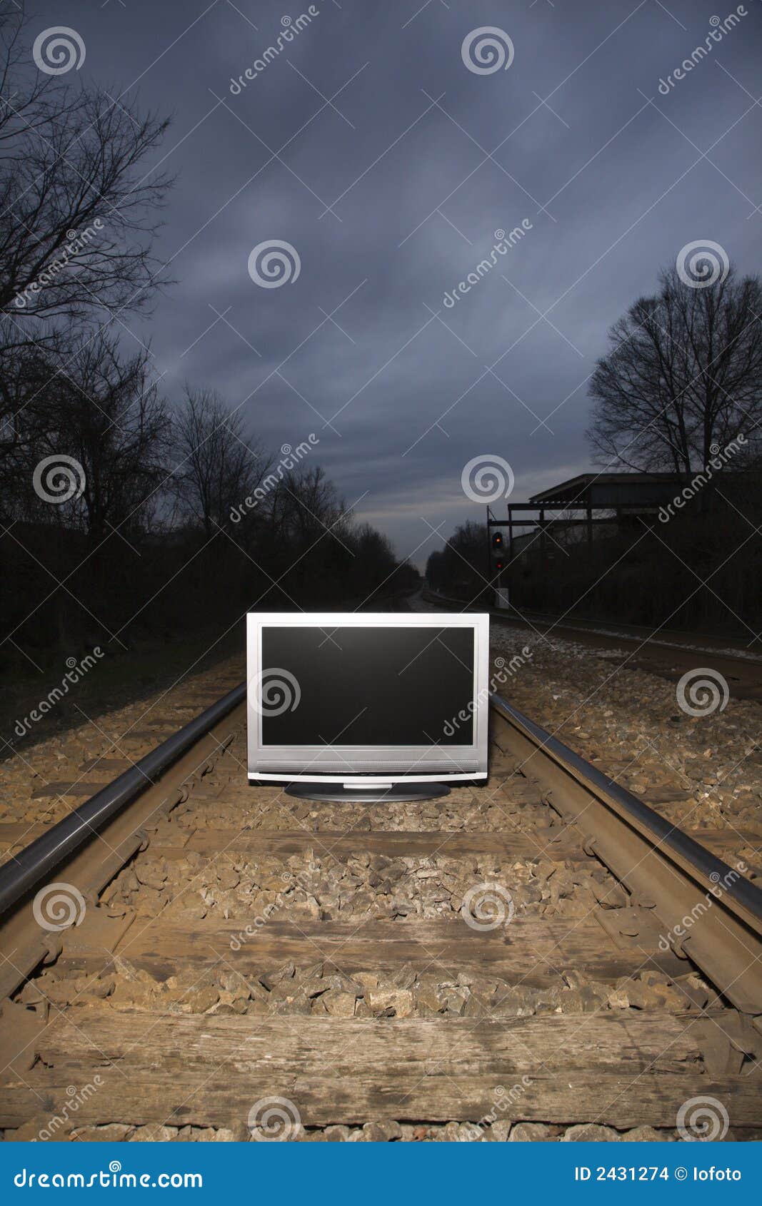 Television on Train Tracks. Stock Photo Image of flat, road 2431274