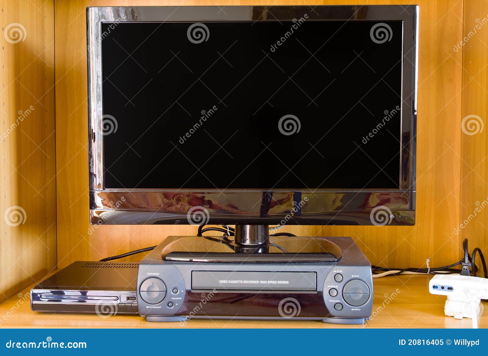 Television, Vcr and Dvd Player Stock Image Image of flat, video 20816405