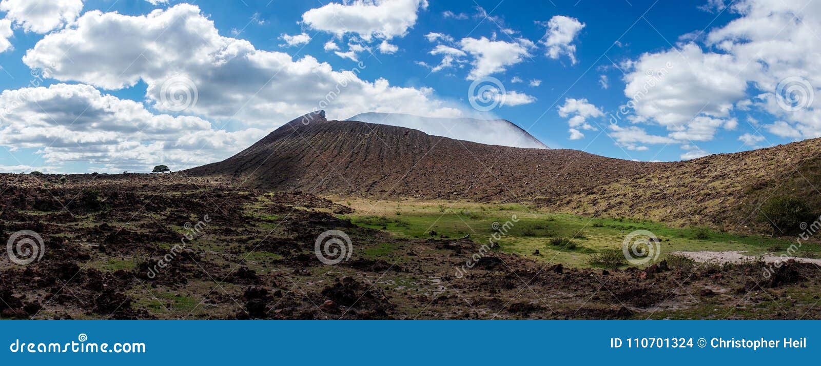 telica stratovolcano panorama in nicaragua.
