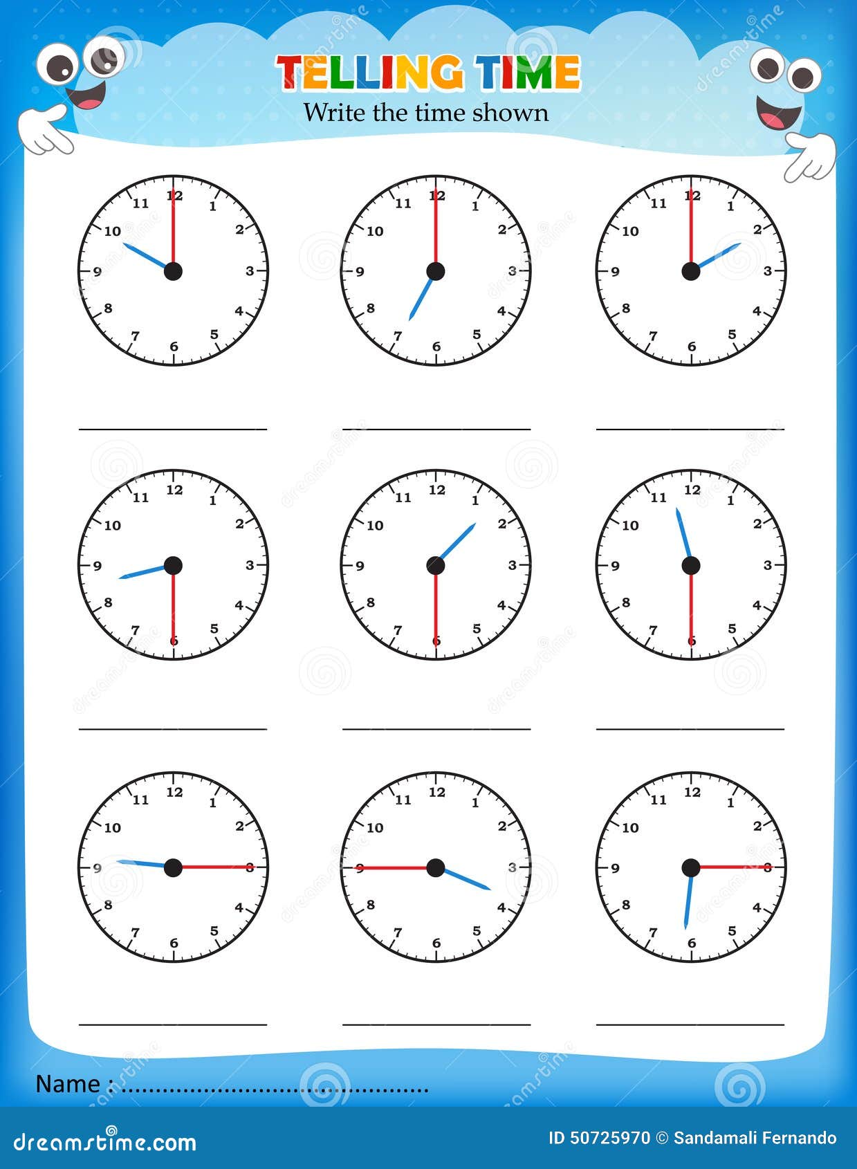 Telling The Time, Draw The Time Cartoon Vector | CartoonDealer.com