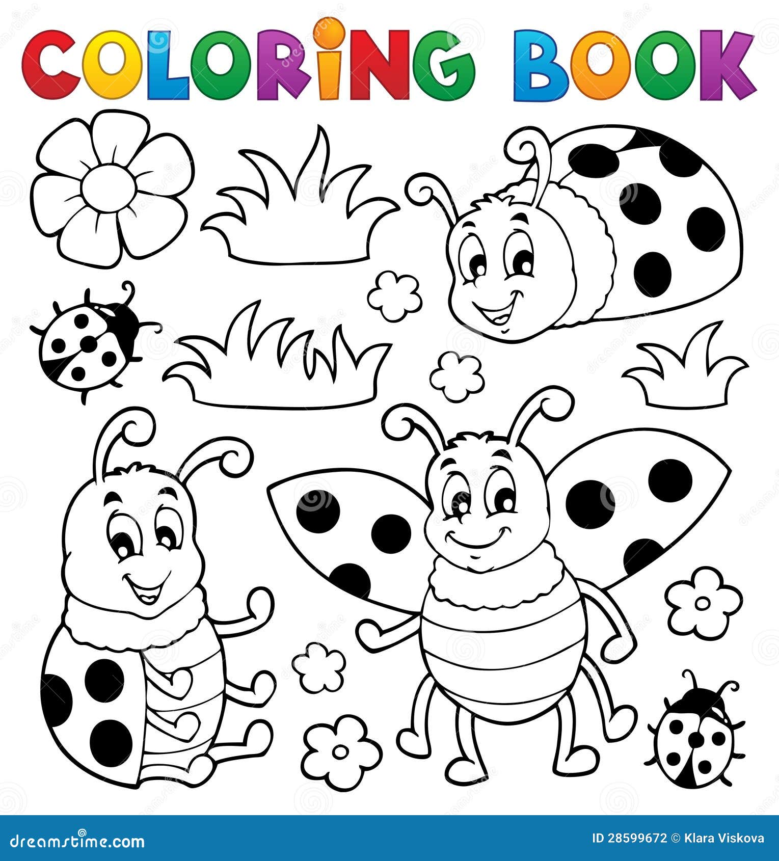 Tema 1 della coccinella del libro da colorare