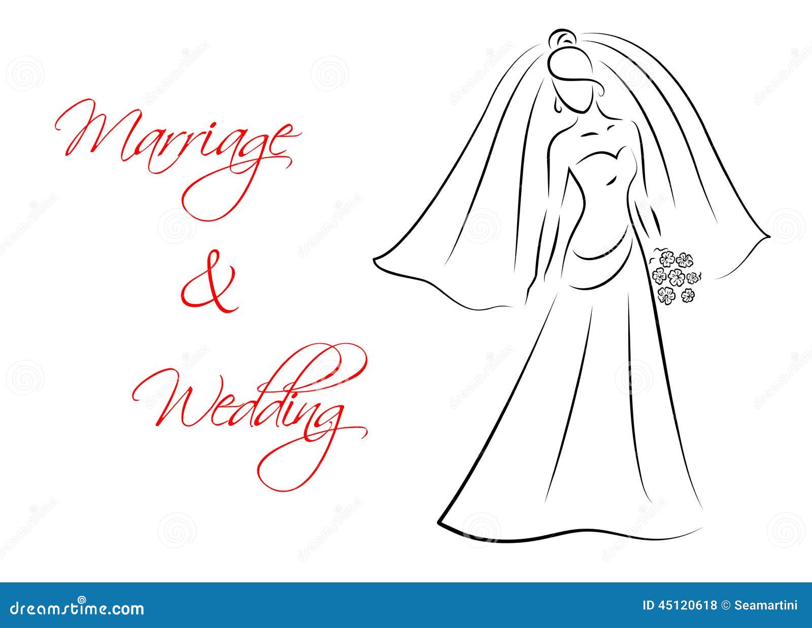 Casamento E Tema De Boda Com Silhueta De Noiva Ilustração do Vetor -  Ilustração de romance, amor: 45120618, image size:1600x1239