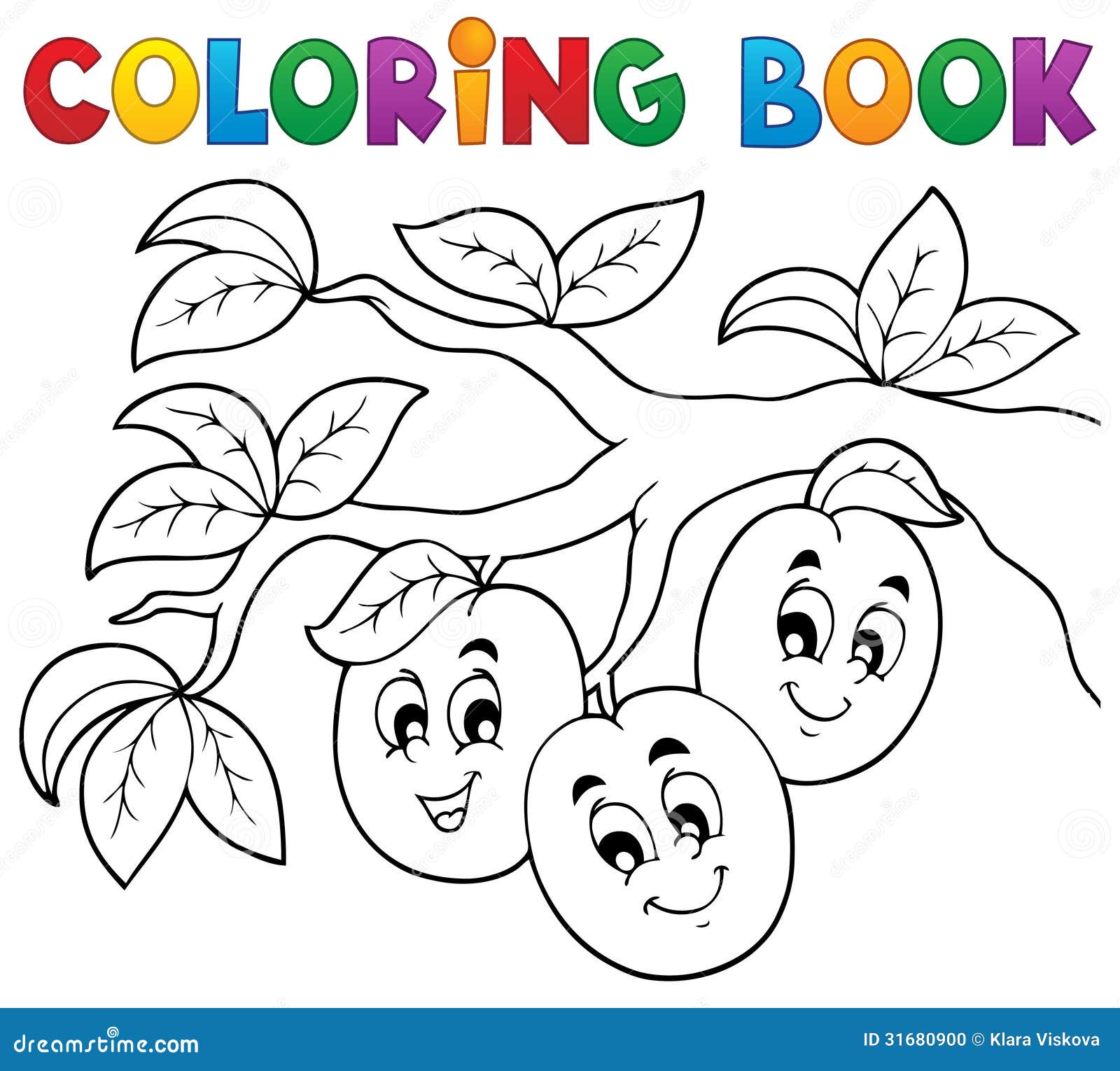 Tema 3 De La Fruta Del Libro De Colorear Ilustración del Vector