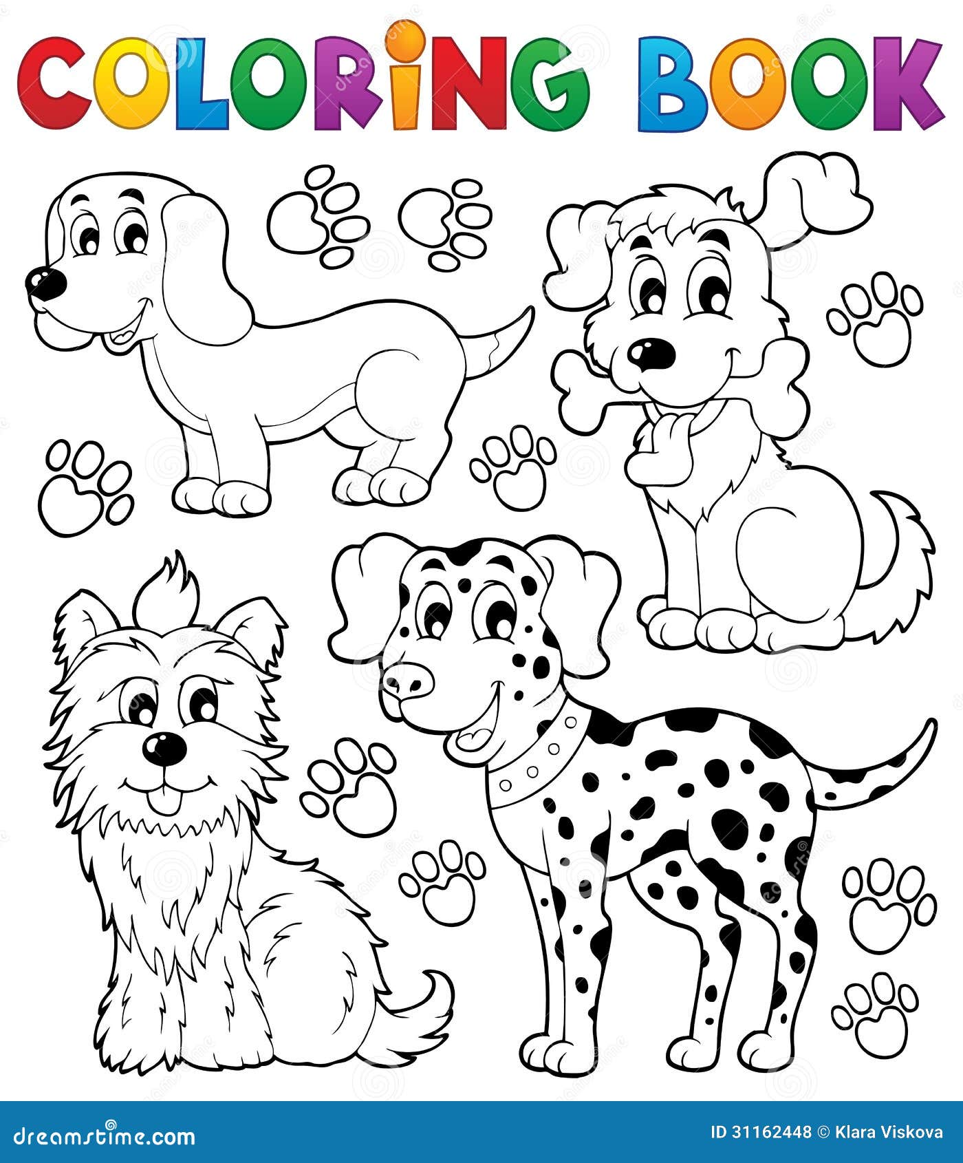 Tema 5 del cane del libro da colorare