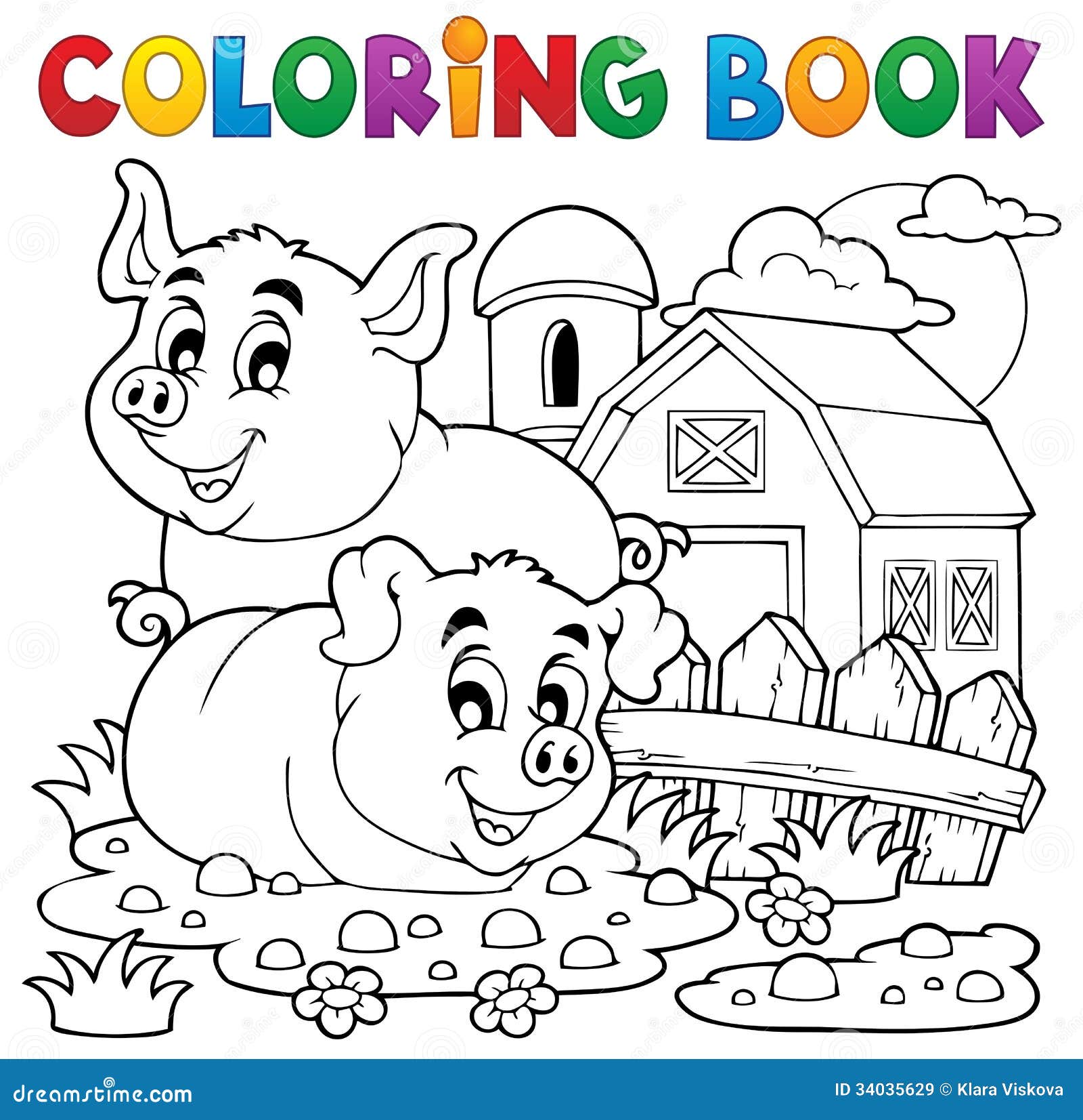 Tema 2 del maiale del libro da colorare Immagini Stock Libere da Diritti