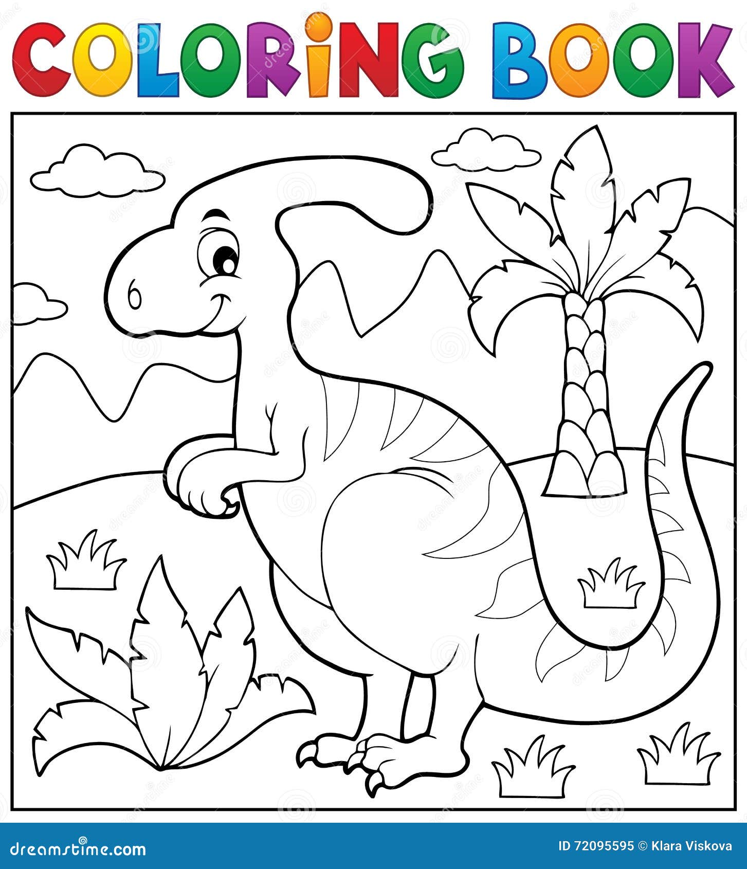 Desenho Composição Dinossauro Livro Colorir Eps10 Ilustração