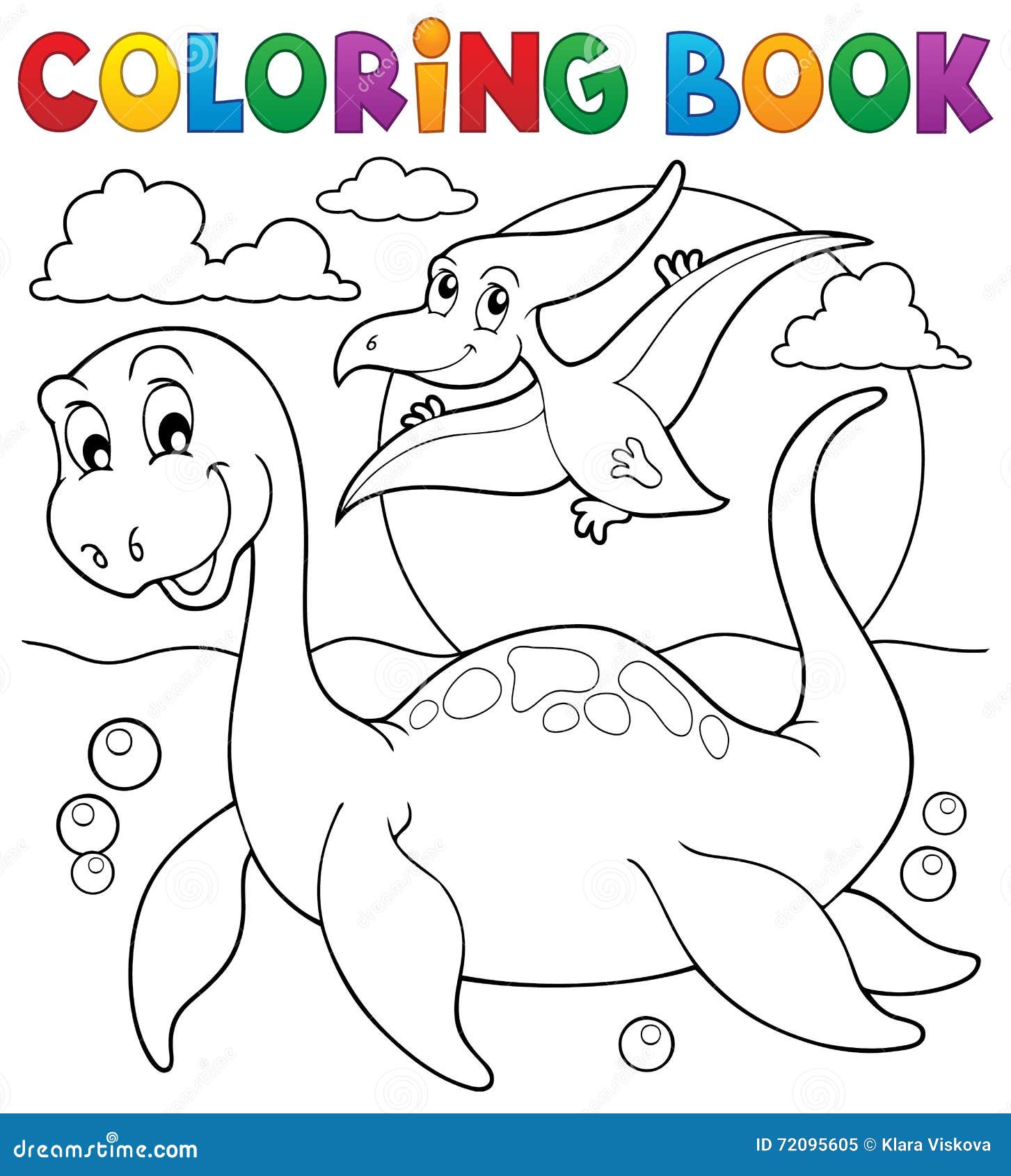 Desenho Composição Dinossauro Livro Colorir Eps10 Ilustração