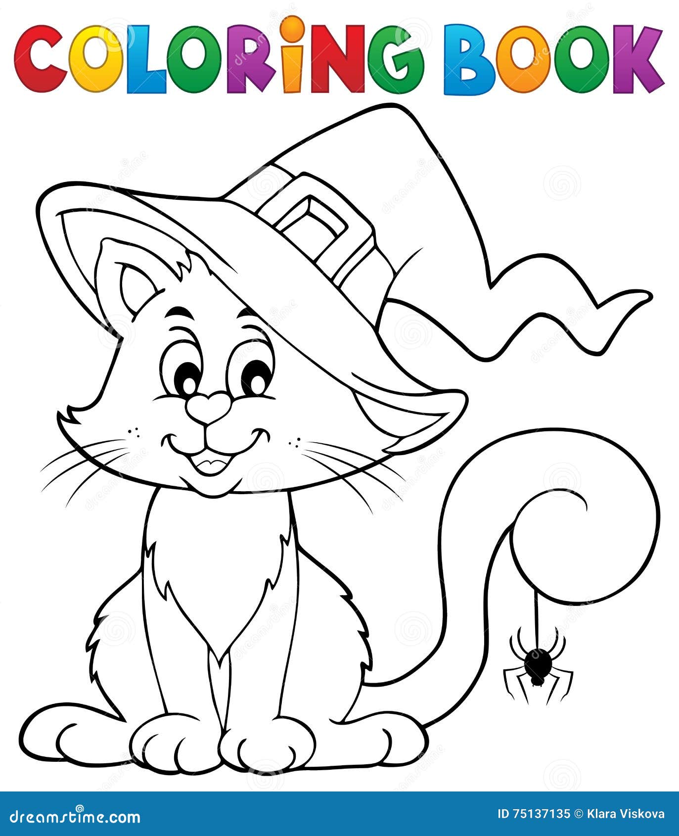 Livro de colorir bruxa com gato tópico 2 imagem vetorial de clairev©  294767024
