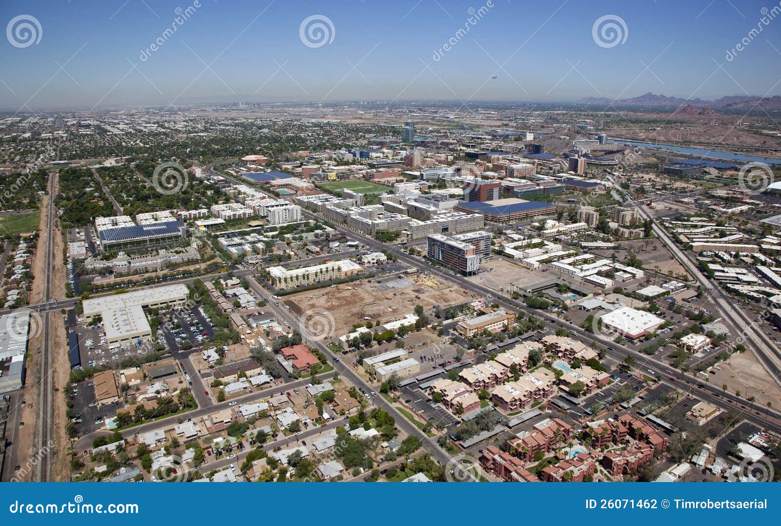 Tempe, Arizona from above stock photo. Image of butte 26071462