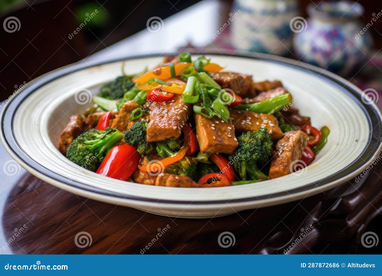 Tempeh Stirfry with Fresh Vegetables Stock Illustration Illustration