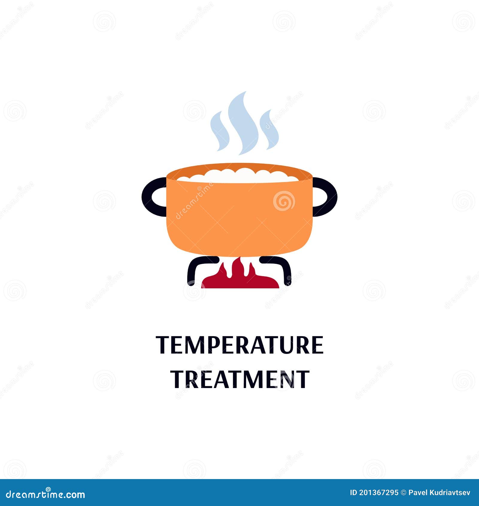 Temperature or Heat Treatment a Pot on Flame, Flat Vector Illustration ...