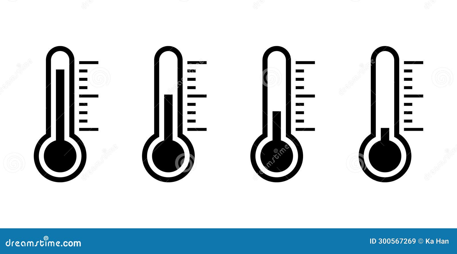 Temperature Icon Set. Thermometer Symbol Vector Stock Illustration
