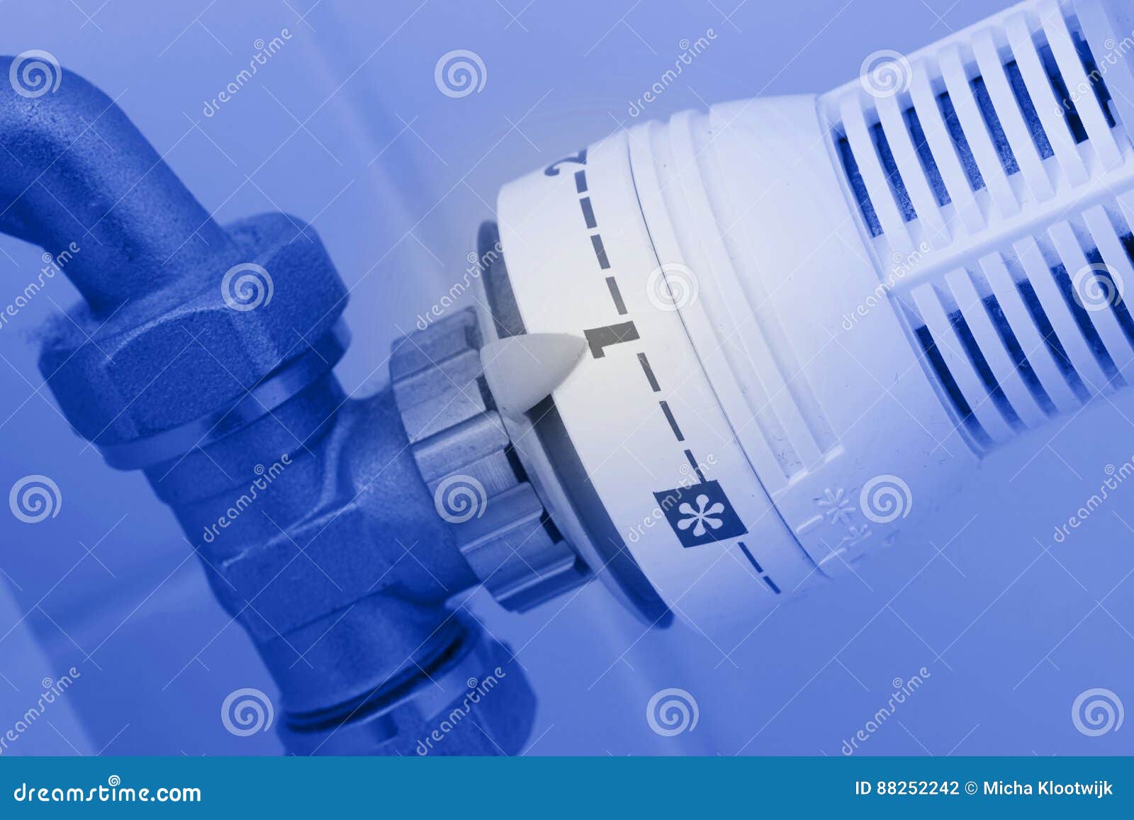Temperature Knob of Heating Radiator, Used and Dusty Stock Photo