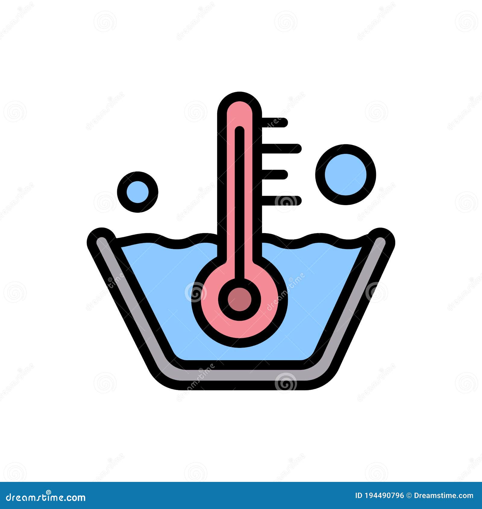 Temperature Washing Icon. Simple Color with Outline Vector Elements of