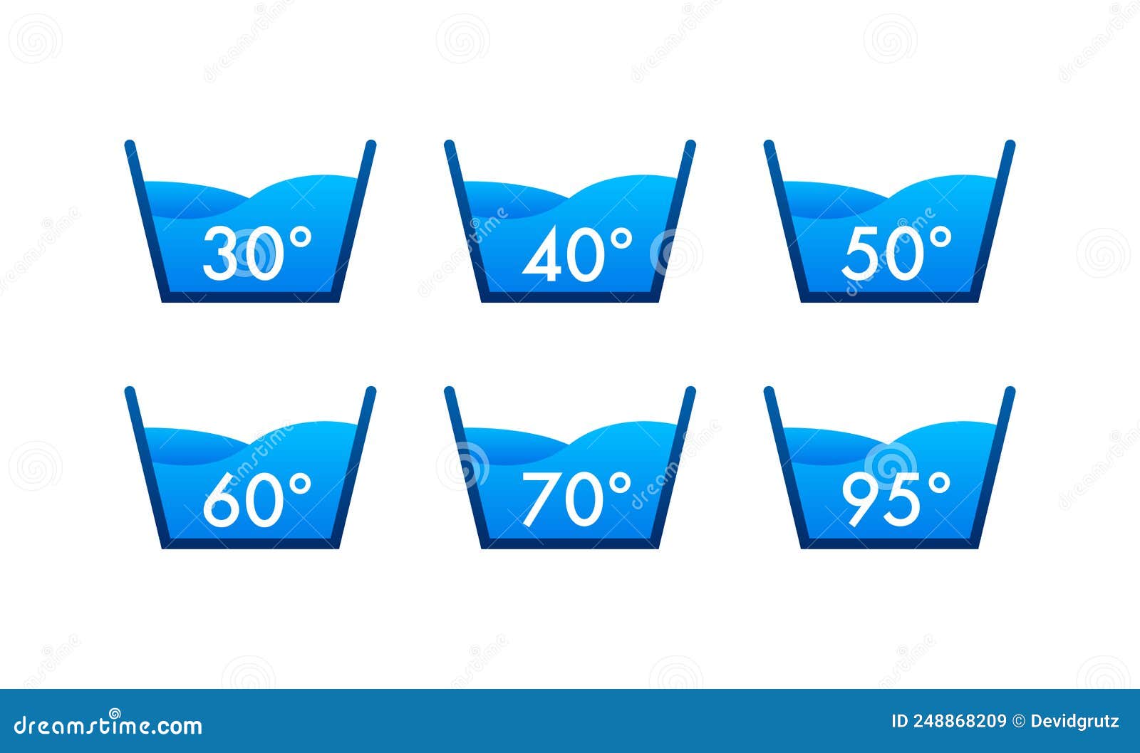Temperature of Water. Temperature Washing Icon with Thermometer. Stock