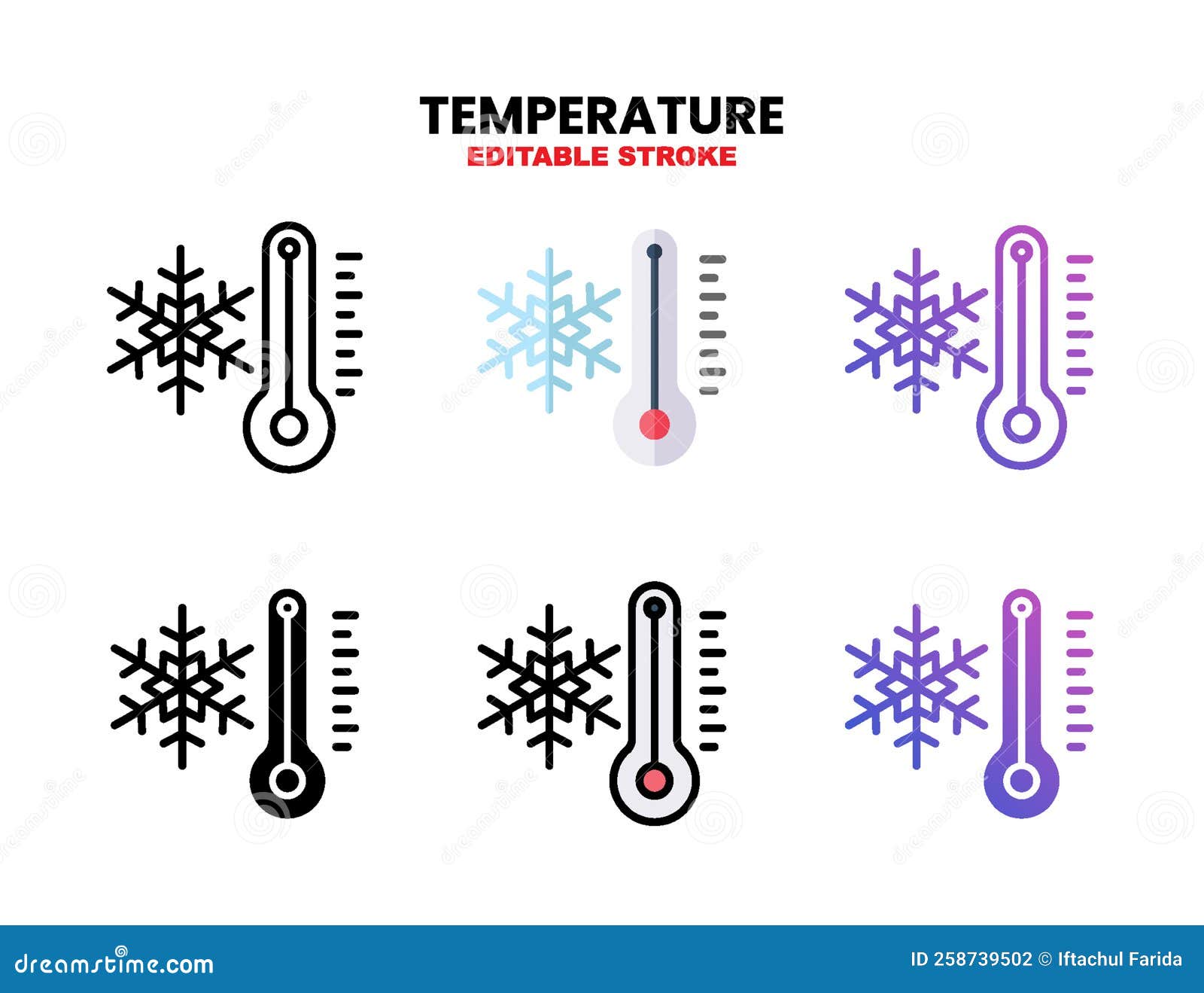 Temperature Winter Icon Set with Different Styles. Stock Vector