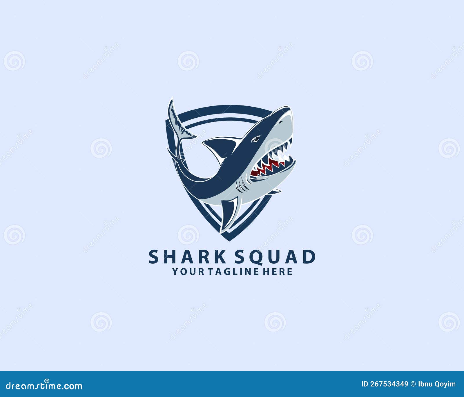 Wild Shark Shield Logo Design Template Stock Illustration