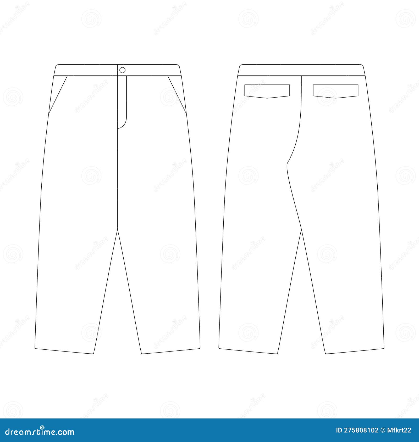 Template Baggy Pants Vector Illustration Flat Design Outline Clothing ...