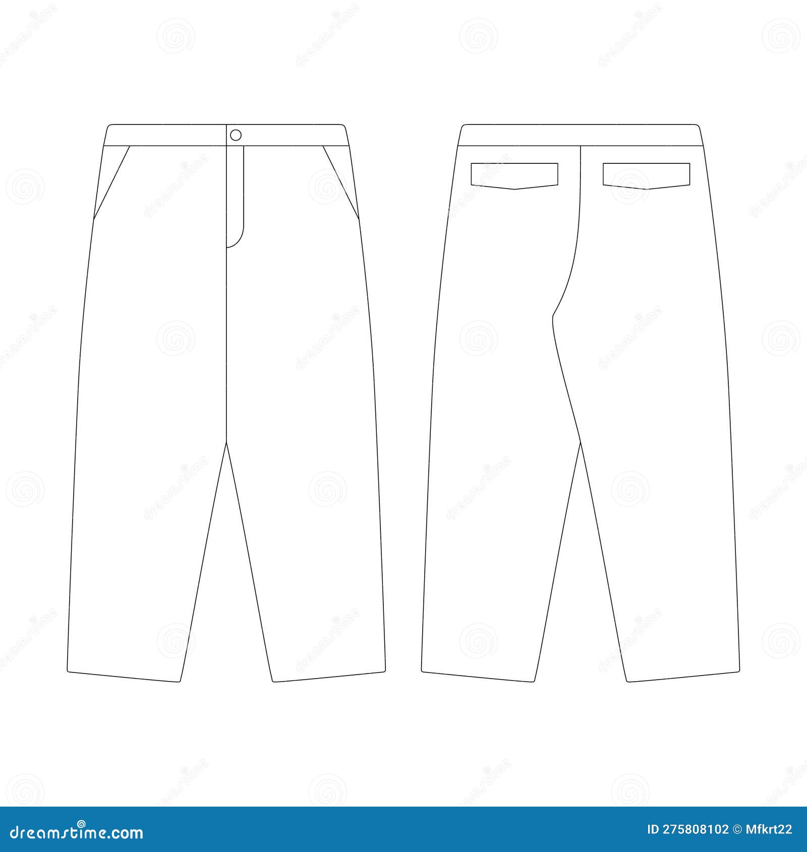 Template Baggy Pants Vector Illustration Flat Design Outline Clothing Template Baggy Pants Vector Illustration Flat Design Outline Clothing