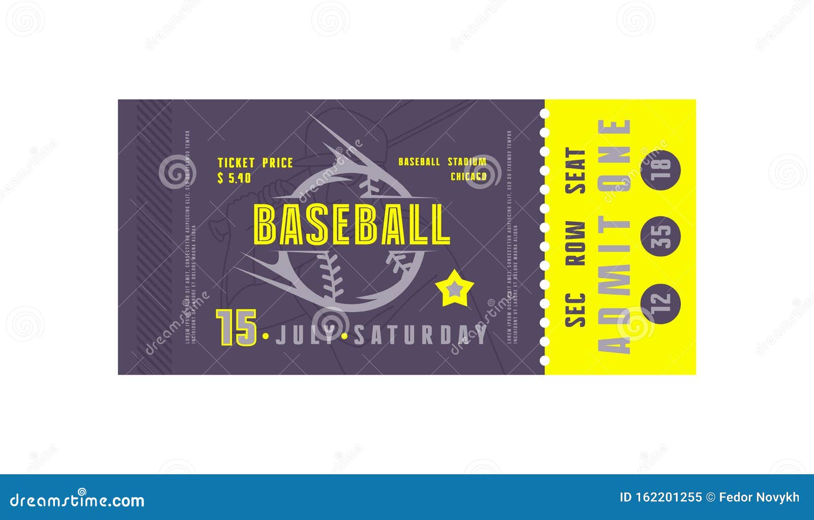 Template of Baseball Ticket Stock Vector Illustration of game, banner
