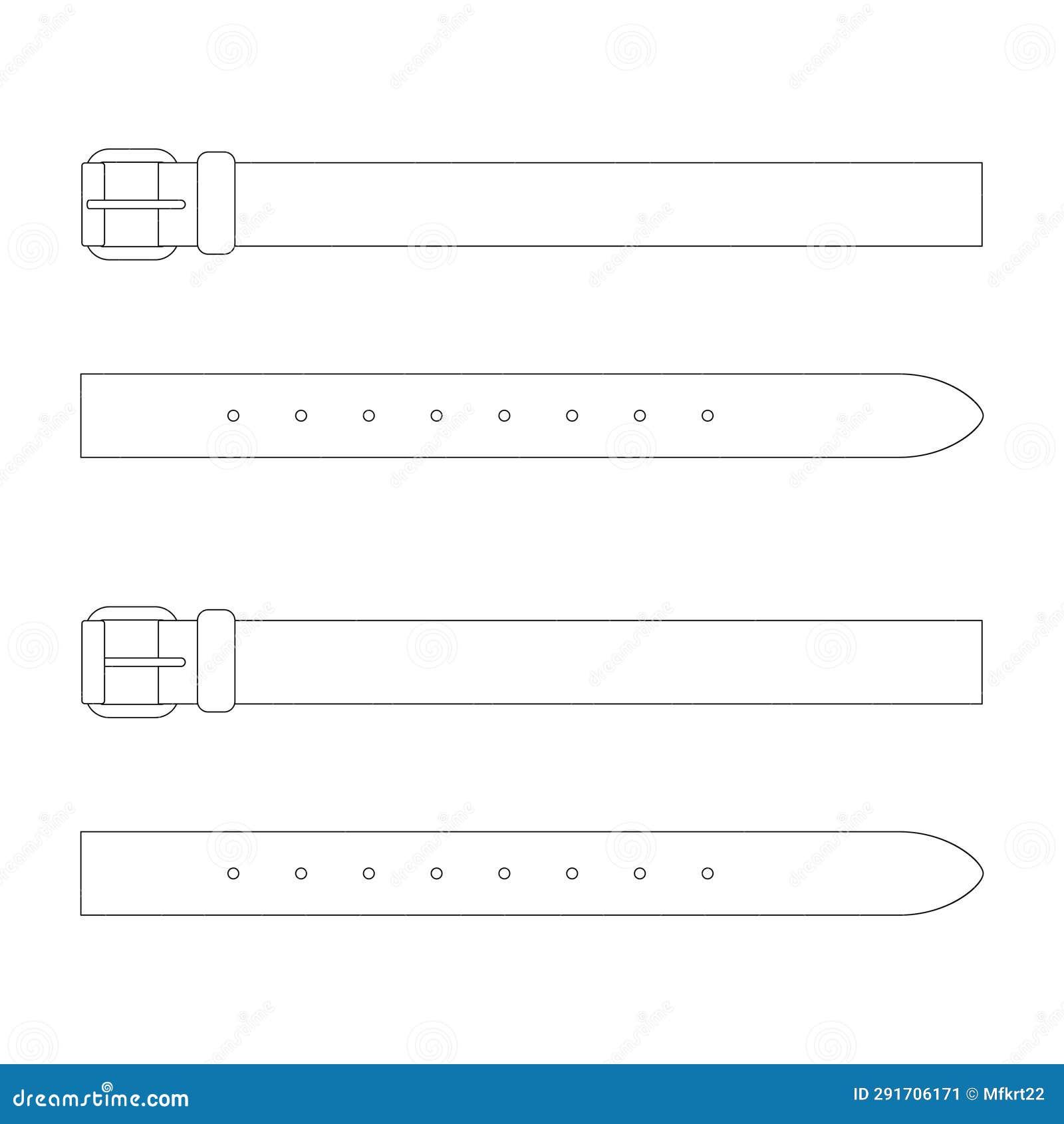 Template Belt Vector Flat Design Outline Clothing Collection Stock ...