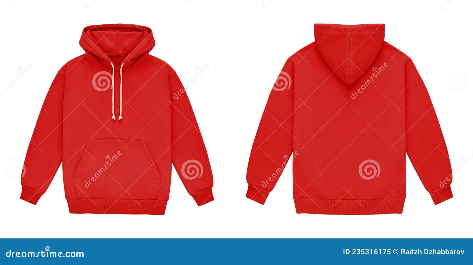 Template Blank Flat Red Hoodie. Hoodie Sweatshirt with Long Sleeve ...