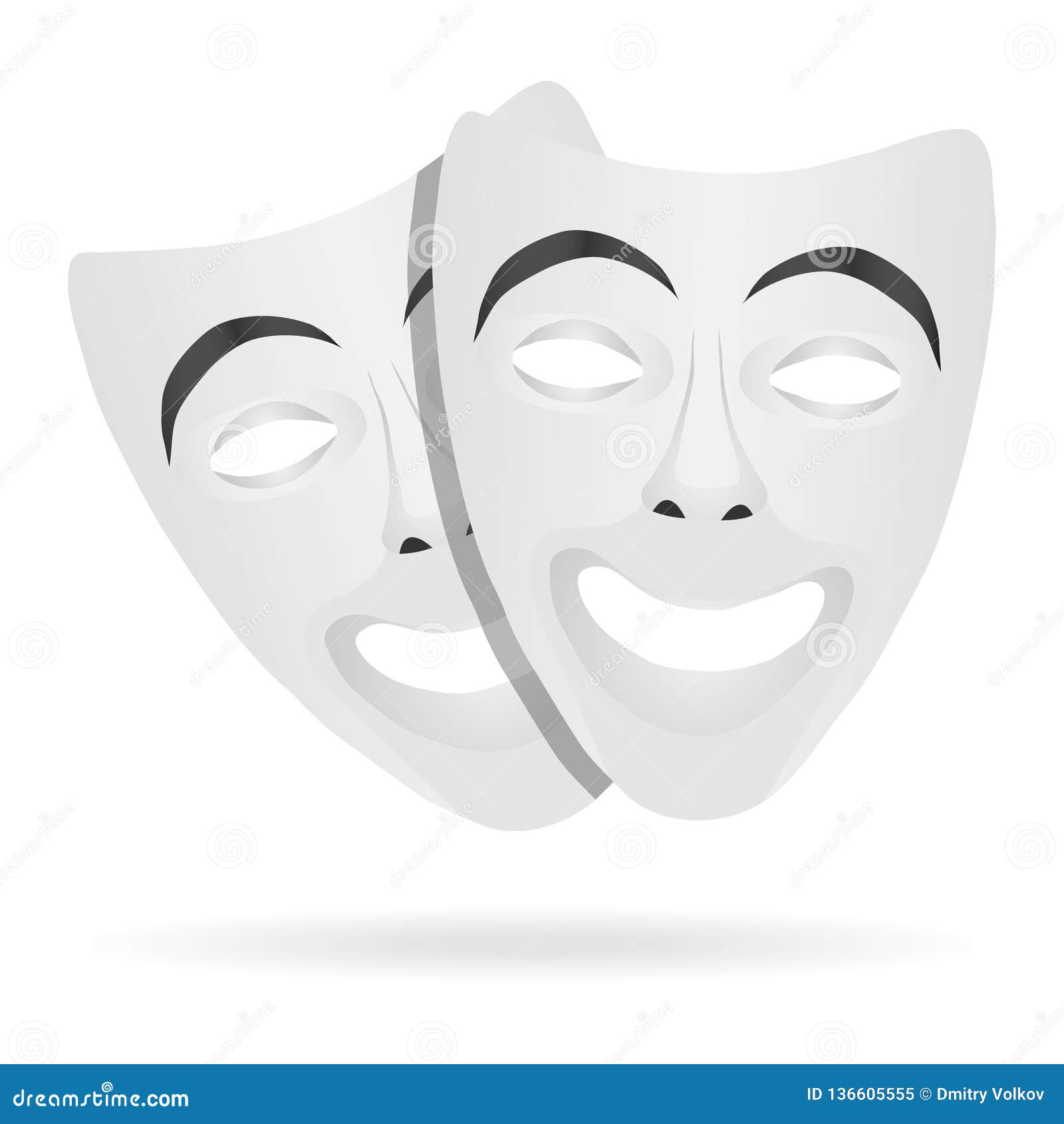 template blank white mask theaters. realistic empty mock up. white theatrical masks. comedy theater mask