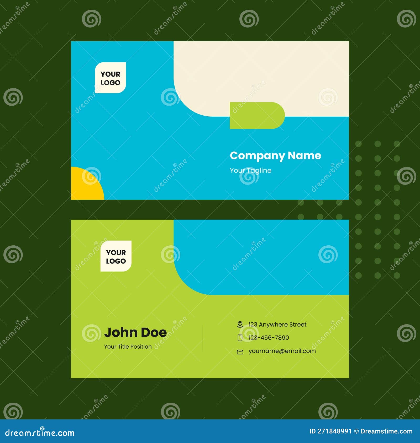 Green Blue Business Card Vector Template Stock Vector Illustration of